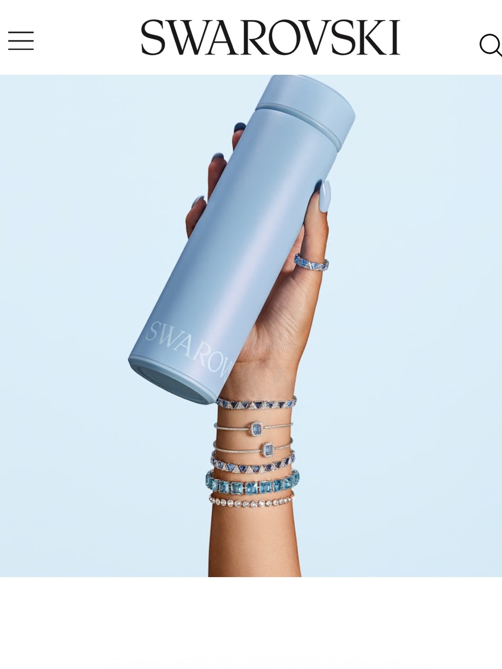 Swarovski Iconic Swan COG Thermos Bottle - Baby Blue
